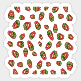 bruger lips pattern biting down burger Sticker